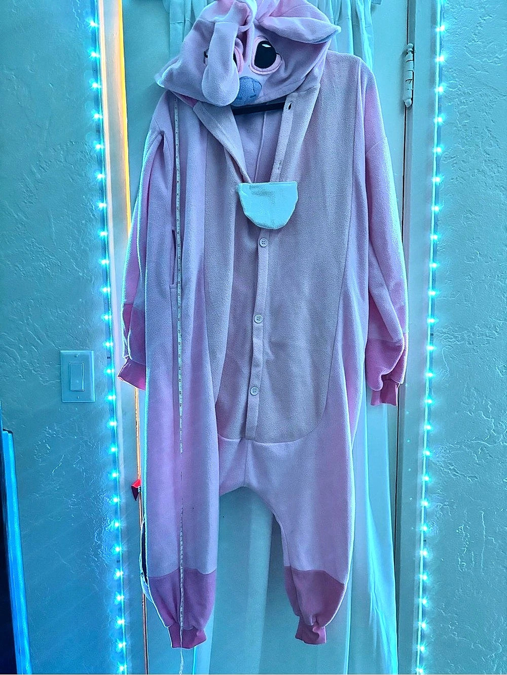 Disney Lilo and Stitch Angel Kigurumi Adult Costume Pink One-Piece Pajamas